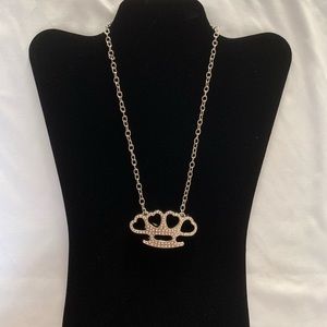 NWT Edgy Rhinestone Silvertone Necklace